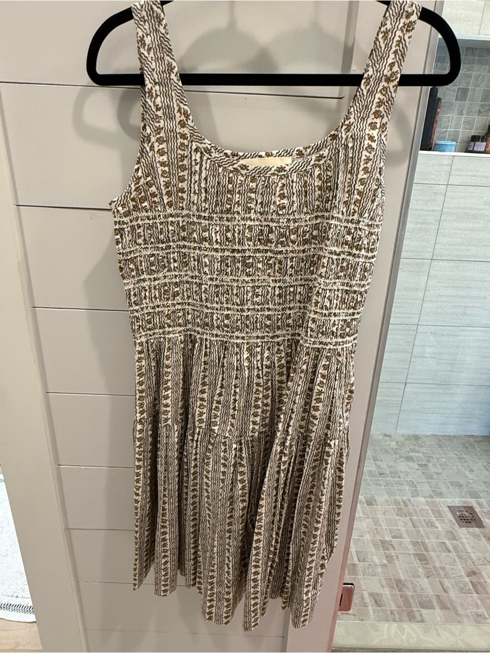 NWOT Loeffler Randall Melody Cream & Brown Patterned Mini Dress
